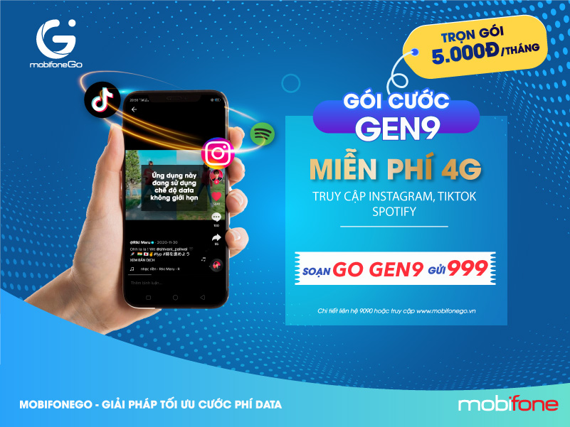 Gói GEN9 của MobiFone miễn phí 4G xài Instagram, TikTok