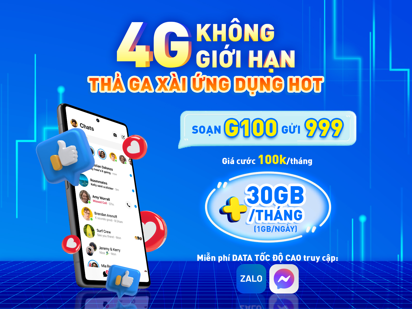 Ra mắt gói cước G100 MobiFone – Ưu đãi data không giới hạn làm điêu đứng tín đồ xài mạng 1 Đăng ký gói cước G100 của MobiFone, nhận ngay ưu đãi data khủng, thả ga xài ứng dụng hot